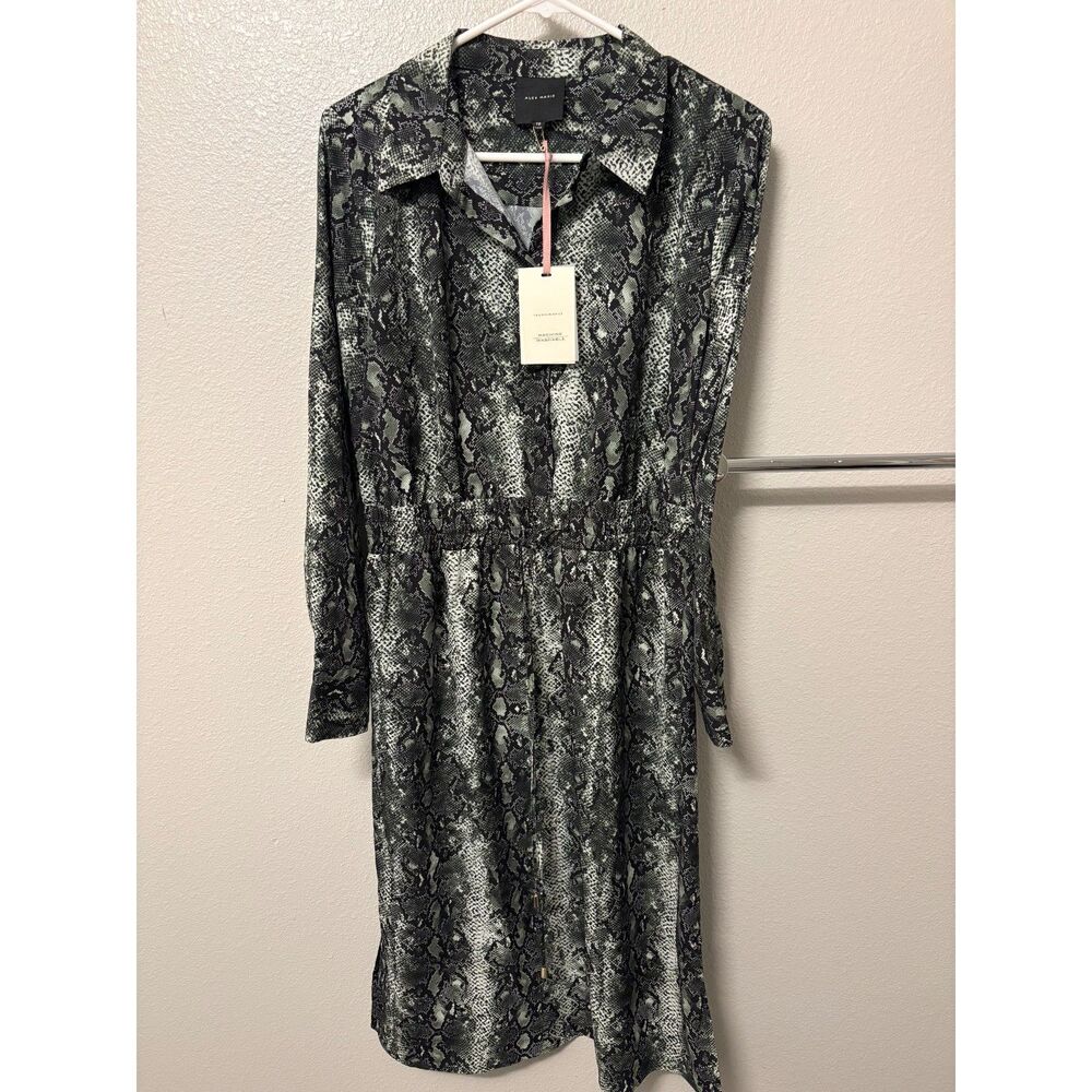 Alex Marie green snakeskin long-sleeve midi dress NWT